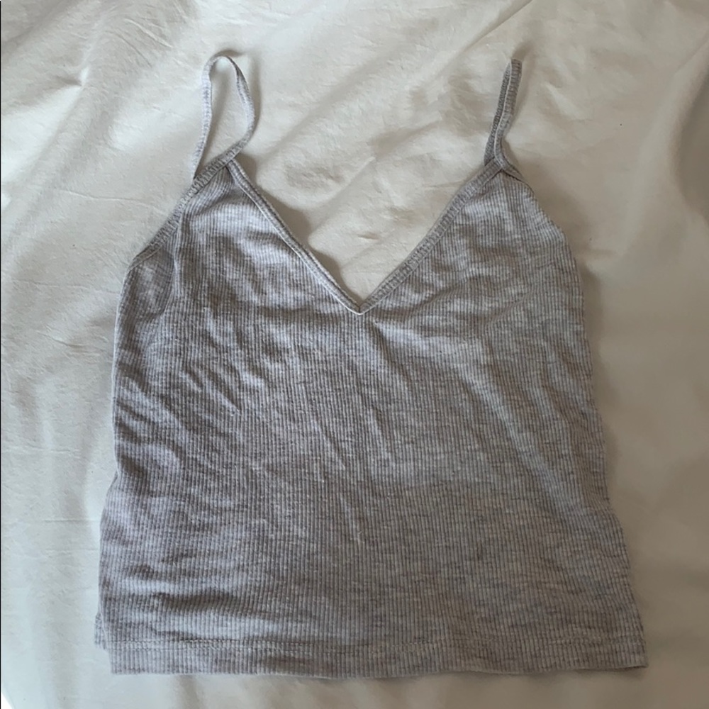 brandy melville ribbed light grey tank top
